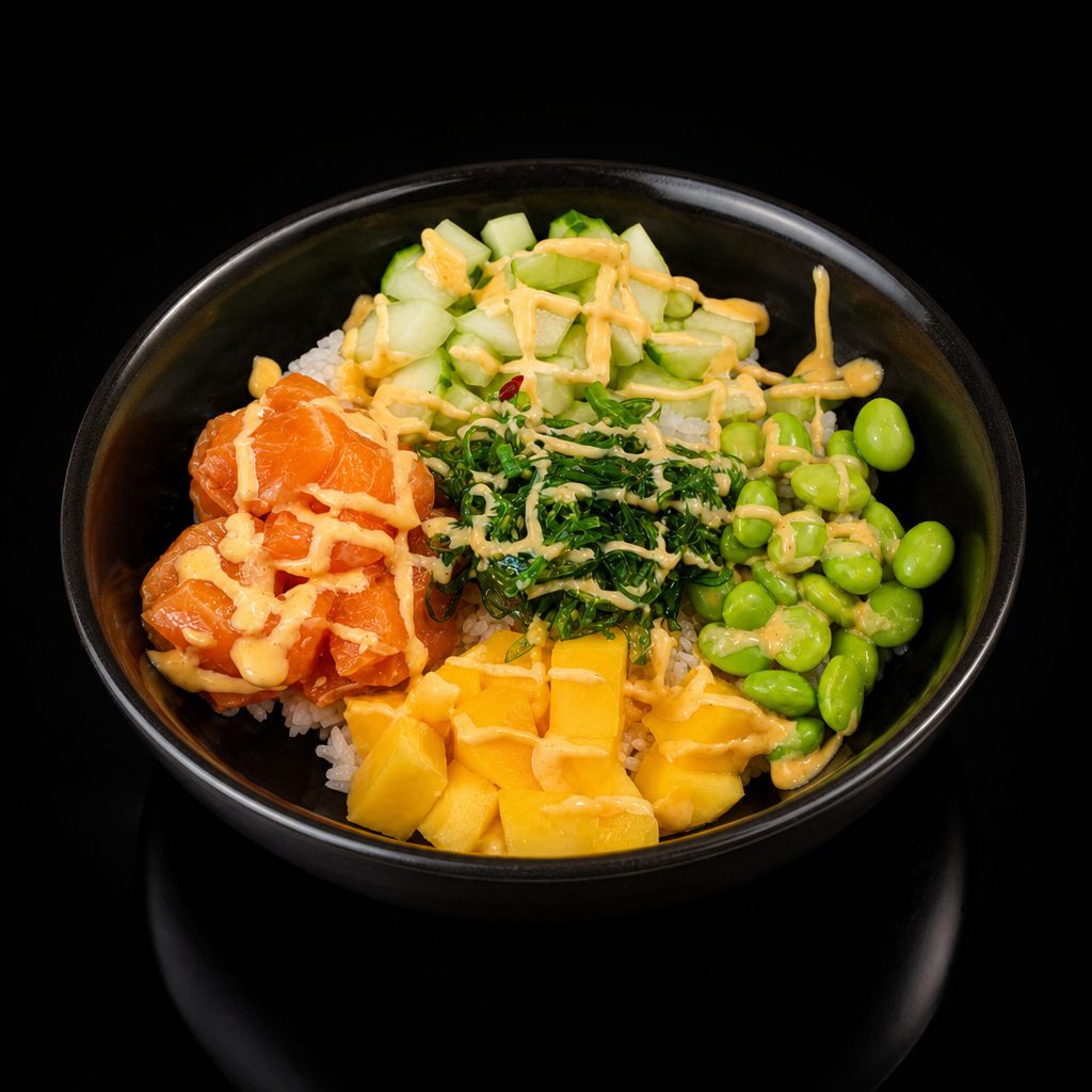 Mango Salmon Poke Bowl.