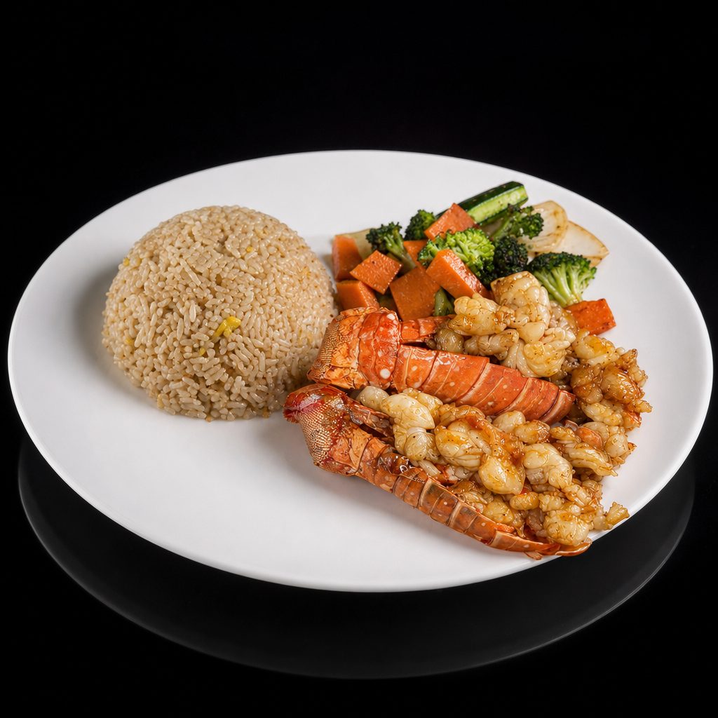 Hibachi Lobster Tail Dinner.