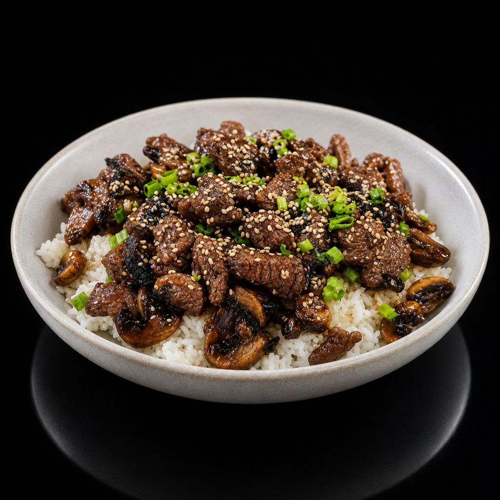 Mushroom Black Pepper Beef.