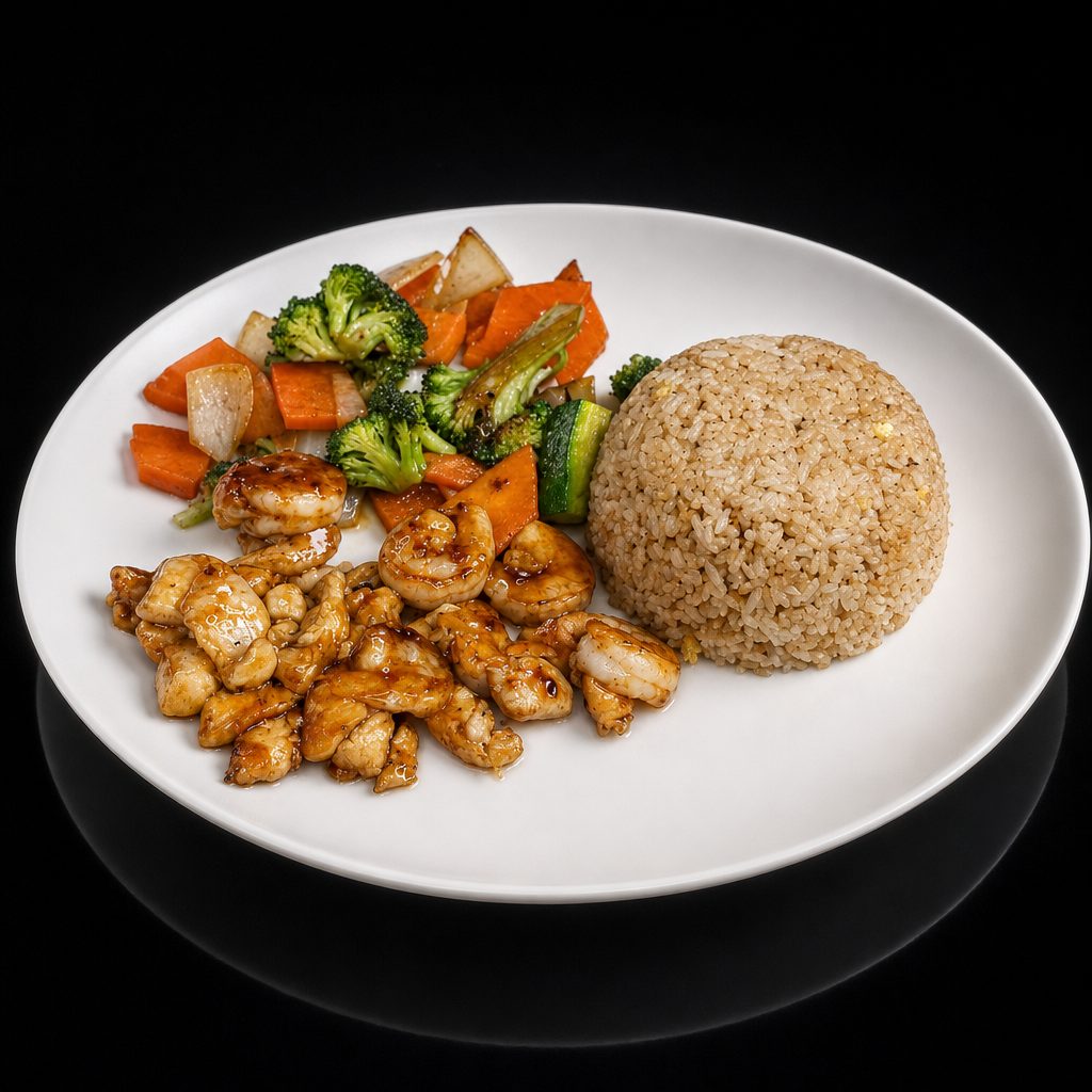 Hibachi Chicken & Shrimp Dinner.