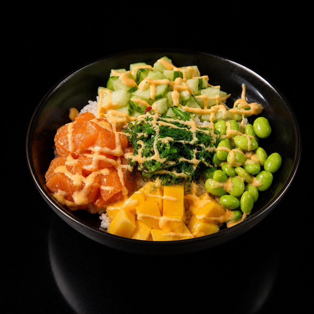 Mango Salmon Poke Bowl.