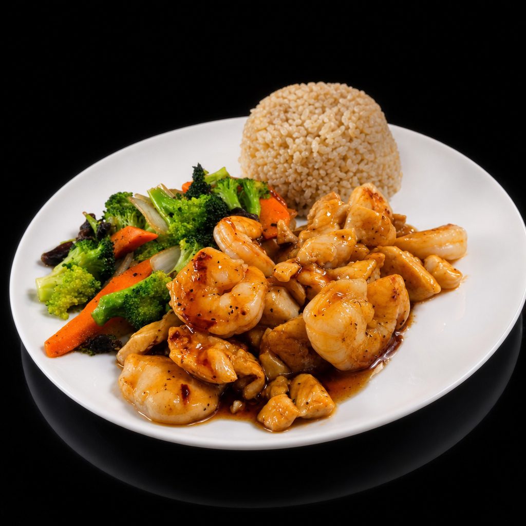 Hibachi Shrimp & Scallop Dinner.